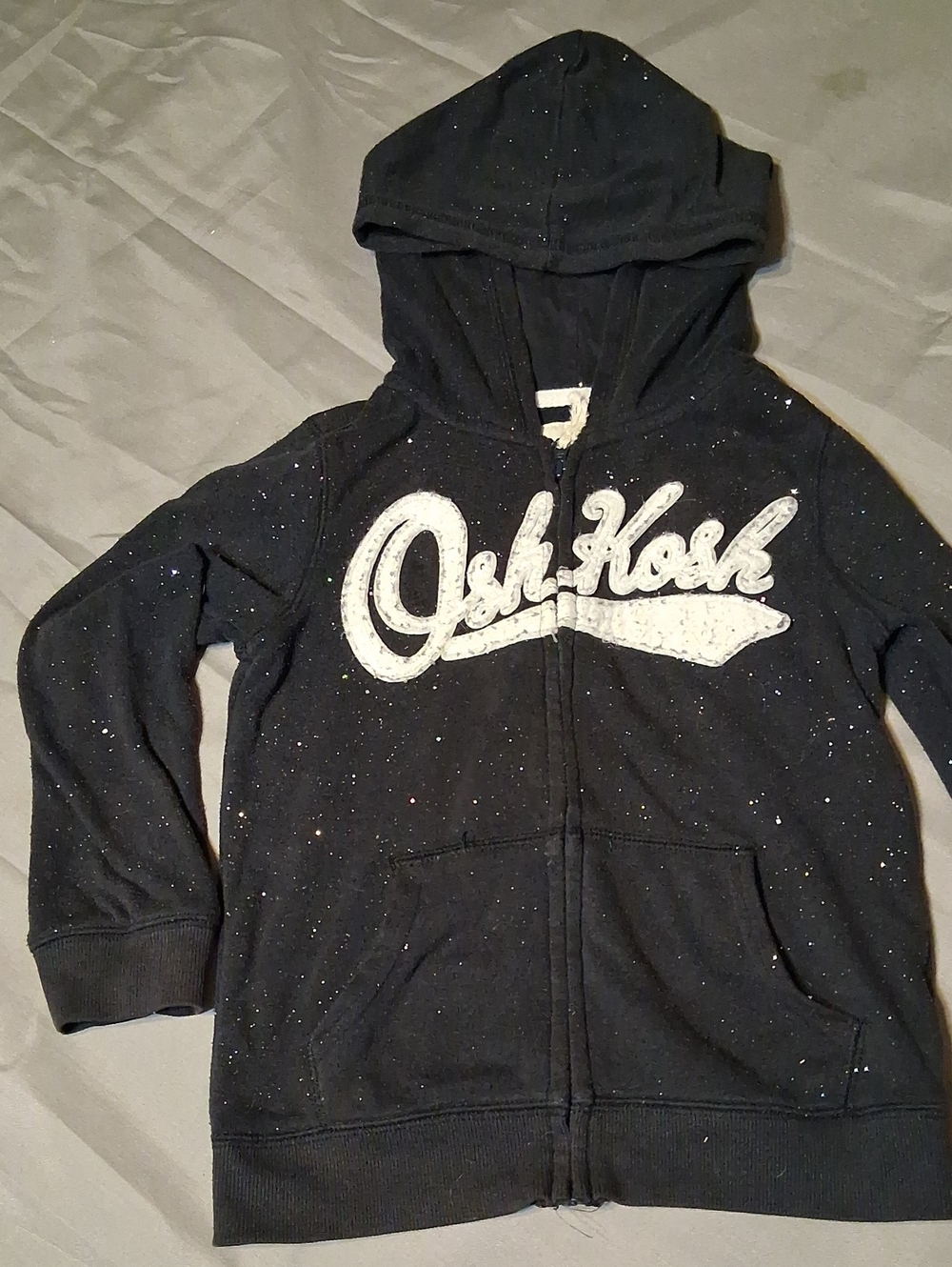OshKosh B'gosh Black Glitter Zip Hoodie with White Logo